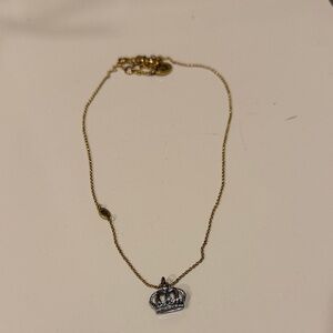 Juicy Couture Gold Necklace with Silver Crown Pendant